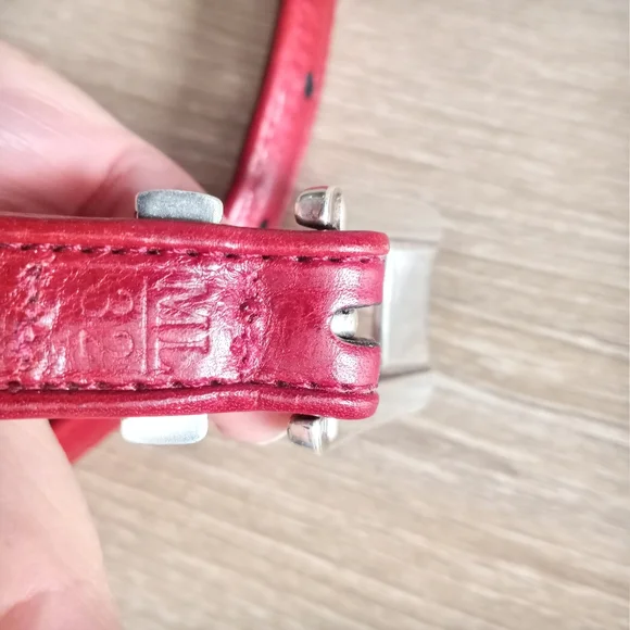 SOLD Brighton Belt Genuine Leather Silver Beaded Native American Red Size 32 … - Picture 8 of 12